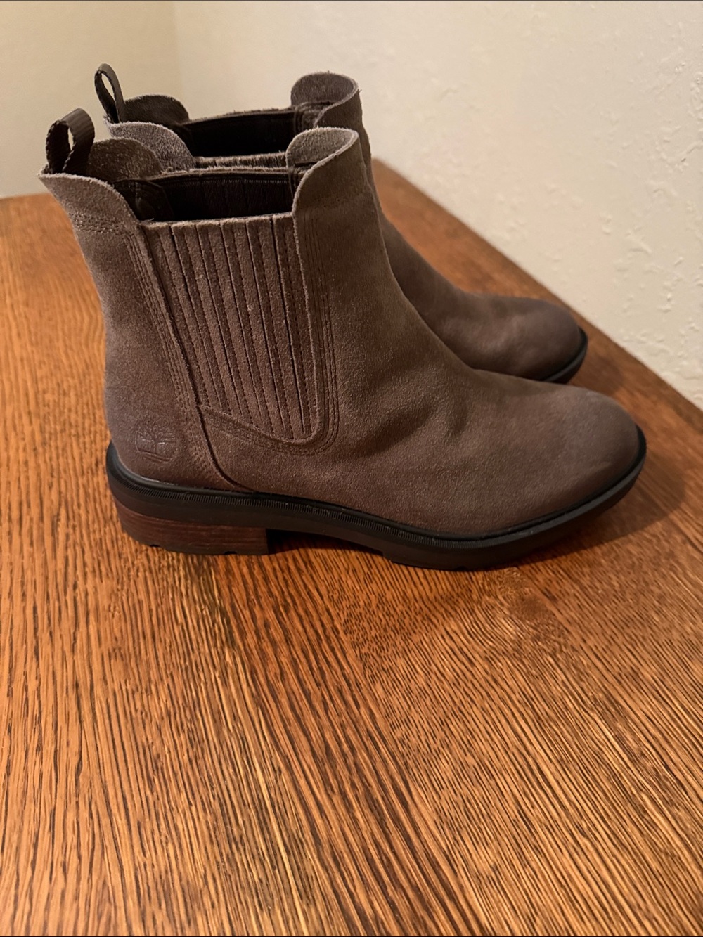 Timberland Taupe Suede Chelsea Booties